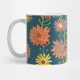 Dahlia Aster And Gerbera Flowers Mug